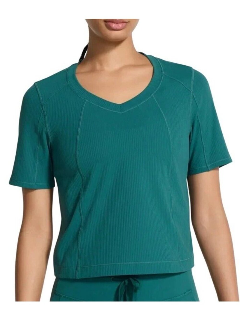 NWOT Mondetta Women's XS Performance Luxury Teal V-Neck Short Sleeve Top
